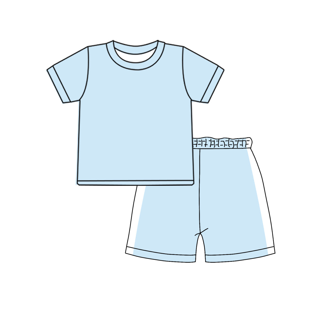 ( Moq 5 ) Preorder Baby Boys Kids Blue Short Sleeves Shirt Shorts Summer Clothes Outfit