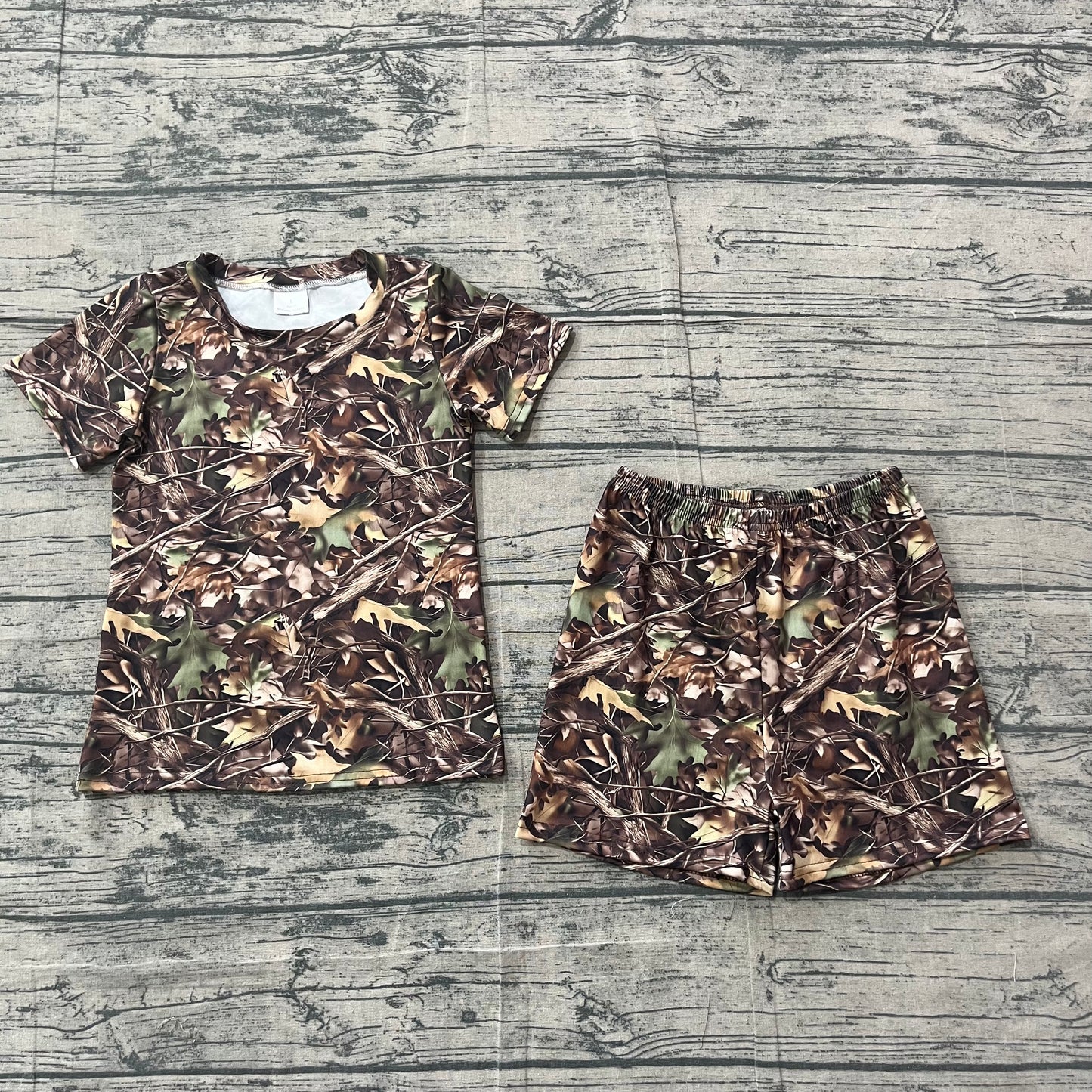 Baby Boys Kids Short Sleeves Shirt Shorts Leaves Camo Set Summer Clothes RTS