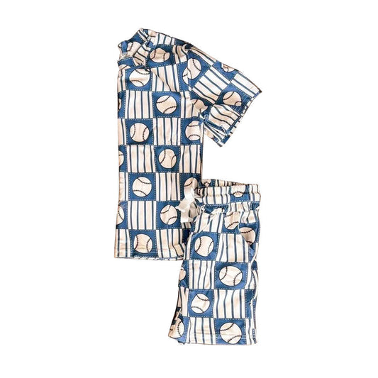 ( Moq 5 ) Preorder Baby Boys Short Sleeves Baseball Shirt Pockets Shorts Set Summer Clothes