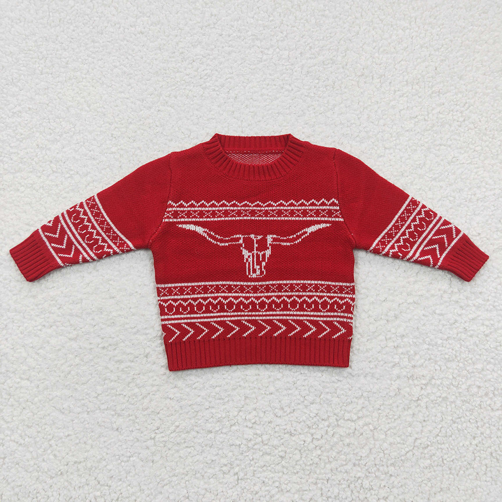Sibling Baby Boys Girls Long Sleeves Western Cow Sweater RTS