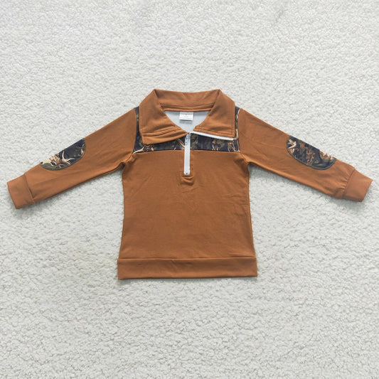 Promotion Baby Boy Long Sleeves Deer Camo Zipper Hunting Pullover Tops