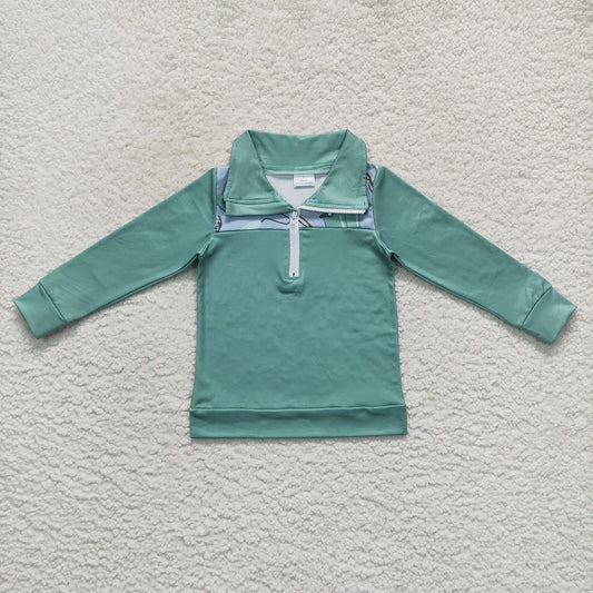 Promotion Baby Boy Long Sleeves Fishing Zipper Pullover Shirt