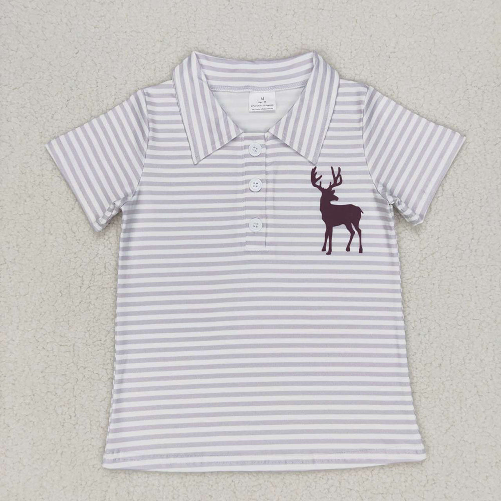 Baby Boy Short Sleeves Ducks Deer Hunting Sibling Buttons Polos Shirt Tops RTS
