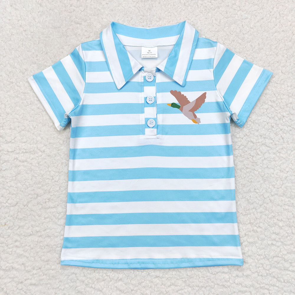 Baby Boy Short Sleeves Ducks Deer Hunting Sibling Buttons Polos Shirt Tops RTS