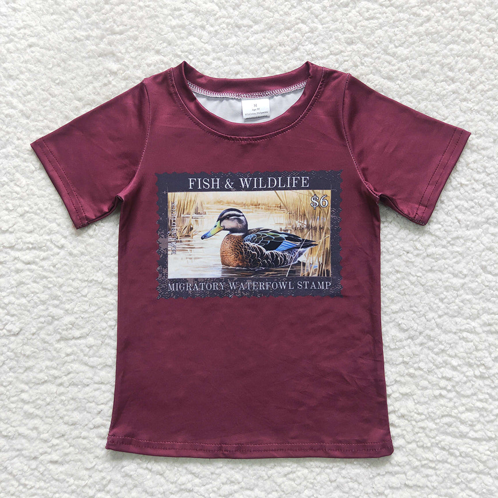 Baby Boy Short Sleeves Ducks Dogs Sibling Hunting Tee Shirt Tops RTS