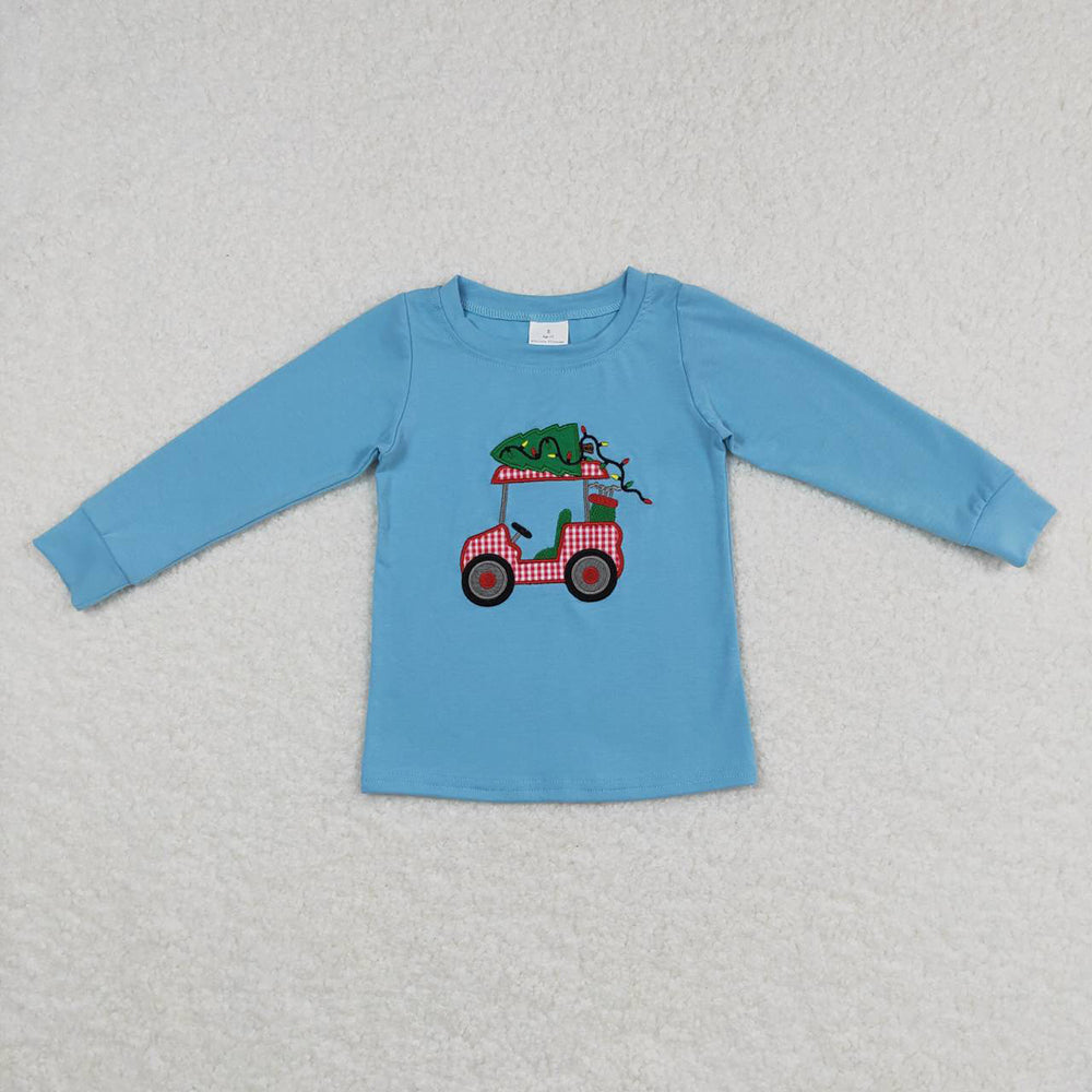 Sibling Boys Kids Long Sleeves Embroidery Christmas Shirt Tops RTS