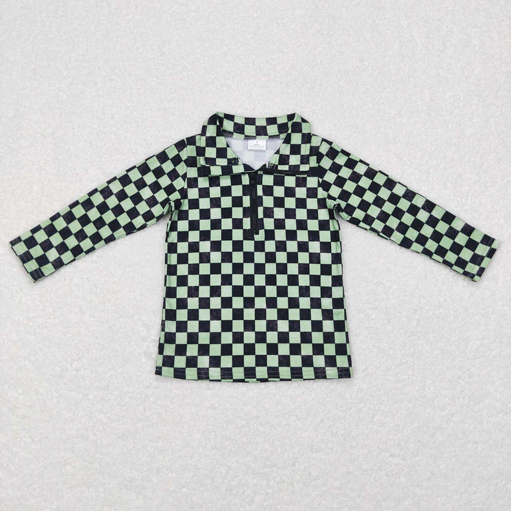 Sibling Kids Girls Leopard Flower Checked Zipper Pullovers Shirts Tops RTS