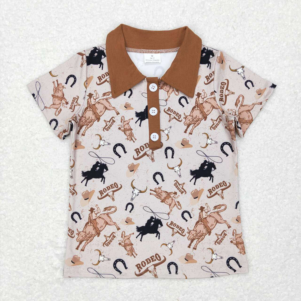 Sibling Kids Boys Short Sleeves Western Buttons Hunting Shirts Tops