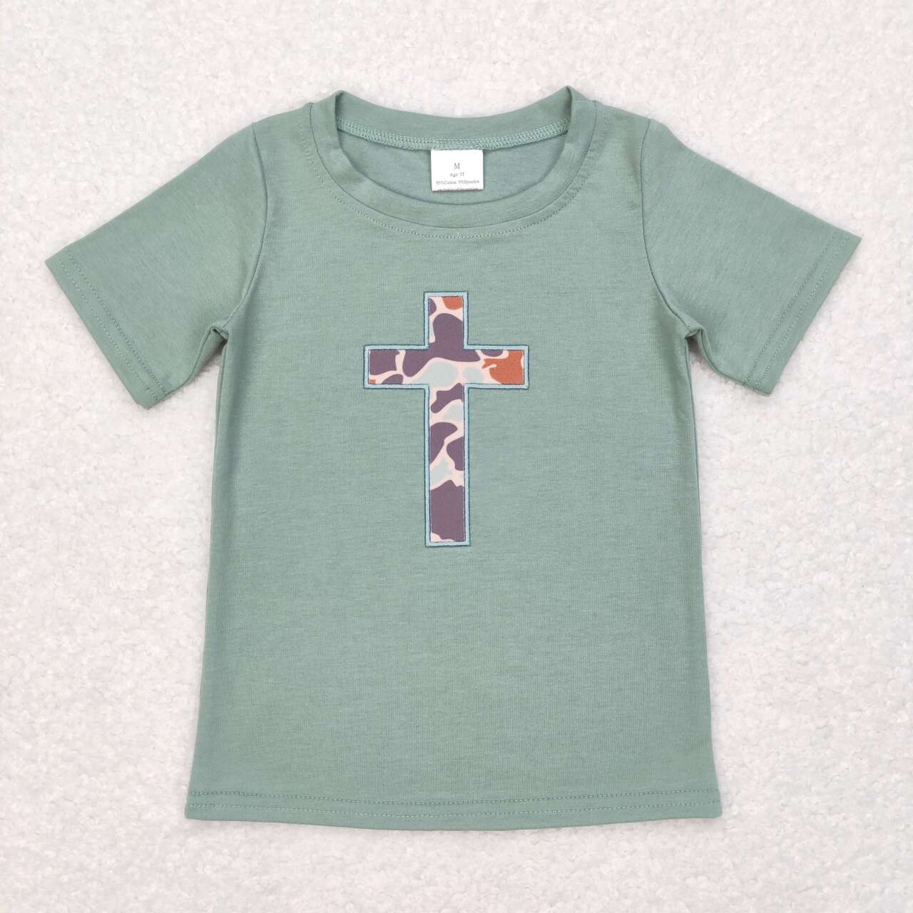 Sibling Boys Kids Short Sleeves Embroidery Rabbits Cross Eggs Easter Shirt Tops