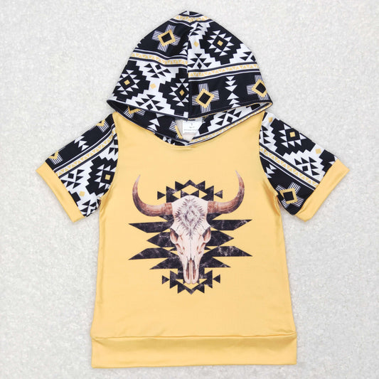 Promotion Baby Boy Short Sleeves Hoodie Western Cow Shirt Tops