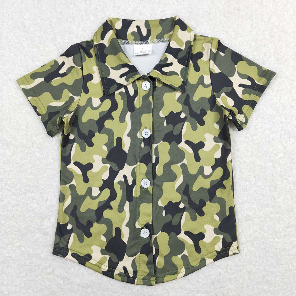 Baby Boy Short Sleeves Camo Ducks Sibling Buttons Shirt RTS