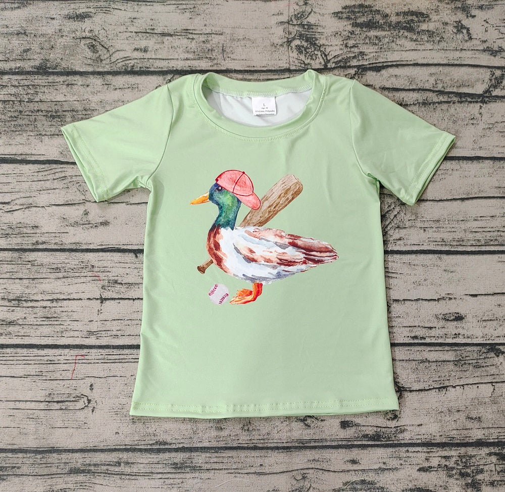 No Moq Pre-order Baby Boy Green Short Sleeves Duck Baseball Shirt Tops