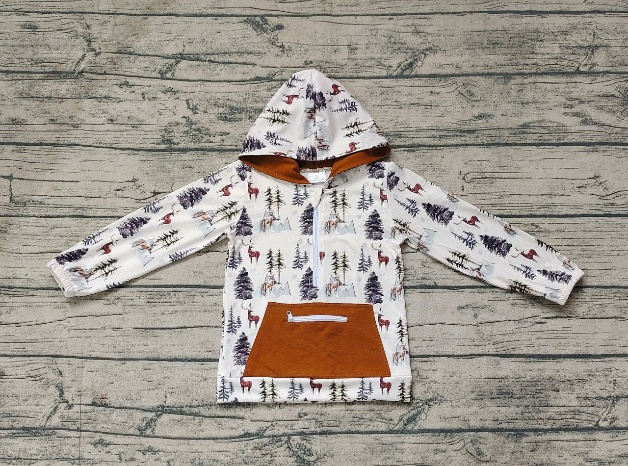 Baby Boy Long Sleeves Deer Tree Hoodie Shirt Tops