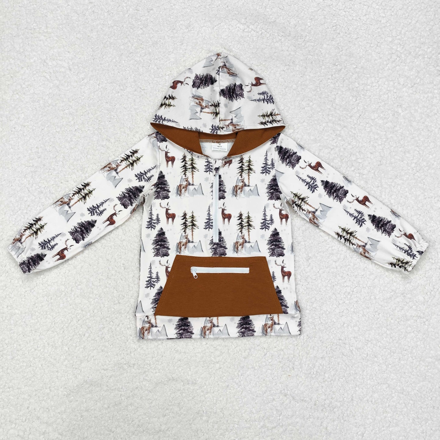 Sibling Kids Boys Long Sleeves Camo Pockets Zipper Hoodie Pullovers Shirts Tops RTS