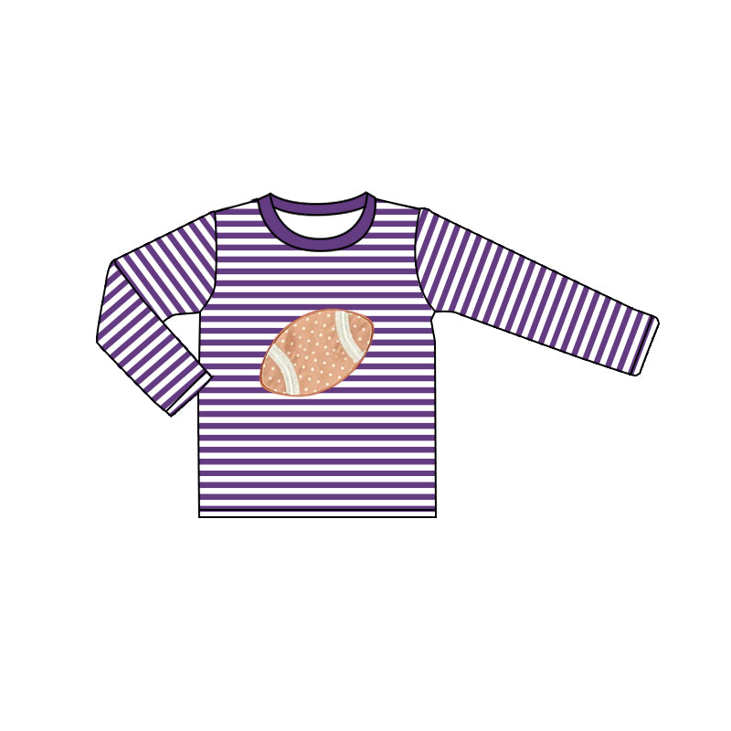 Pre-order Baby Boy Football Purple Stripes Long Sleeves Shirt Tops