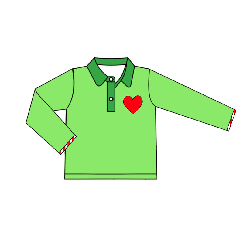 Pre-order Baby Boy Green Christmas Heart Shirt