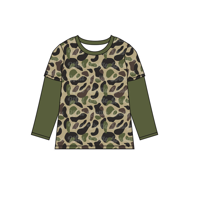 Pre-order Baby Boy Green Camo Long Sleeves Shirt Tops