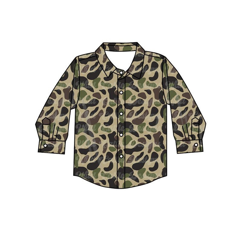 Pre-order Baby Boy Camo Buttons Long Sleeves Shirt Tops