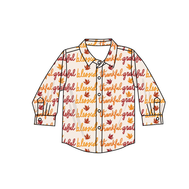 Pre-order Baby Boy Thanksgiving Grateful Buttons Shirt