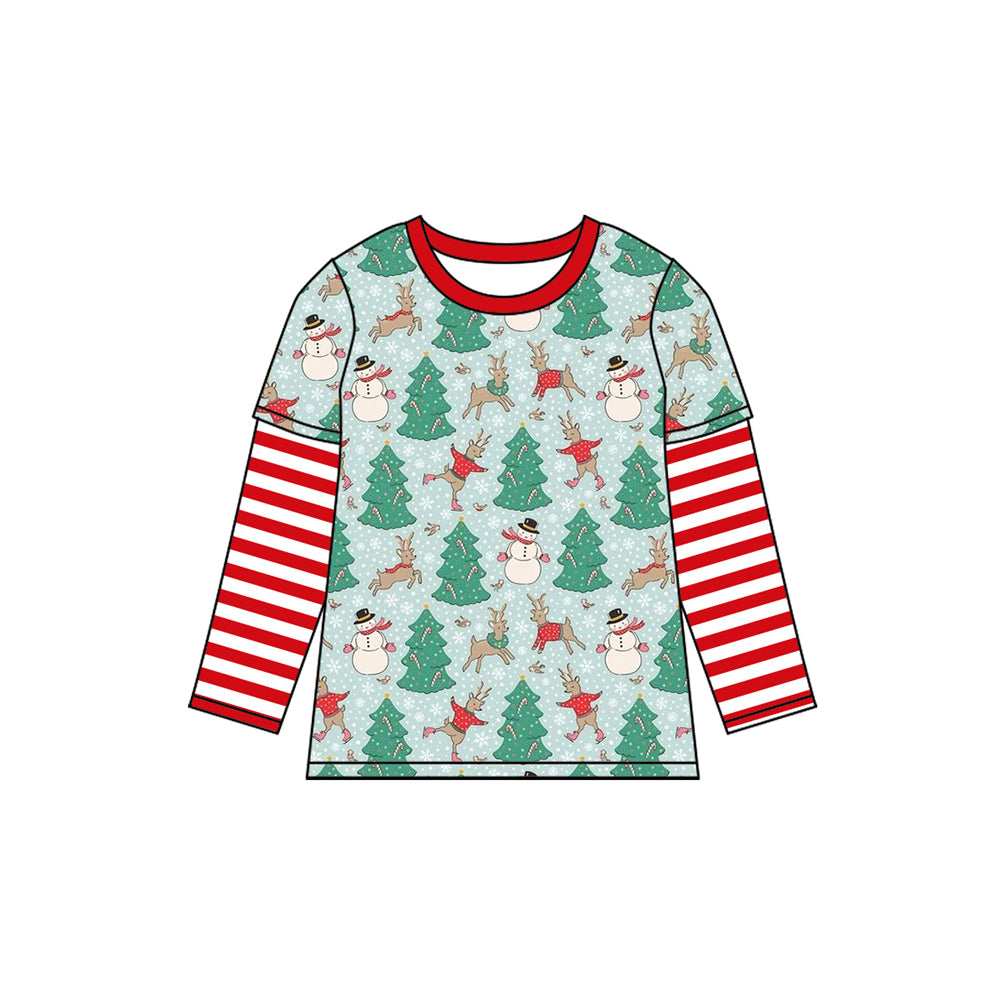 Pre-order Baby Boy Christmas Tree Snowman Shirt Tops