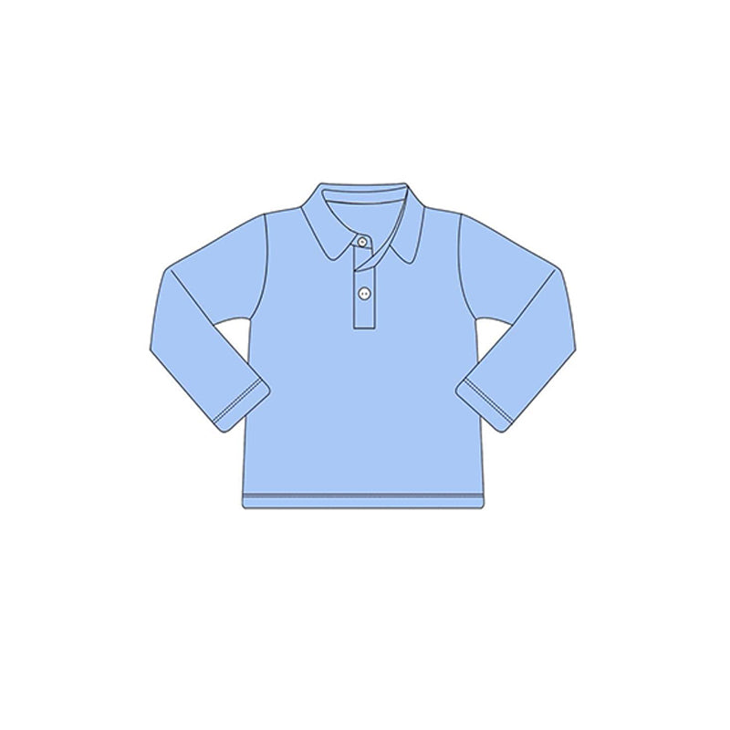 Pre-order Baby Boy Long Sleeves Blue Buttons Cotton Tee Shirt
