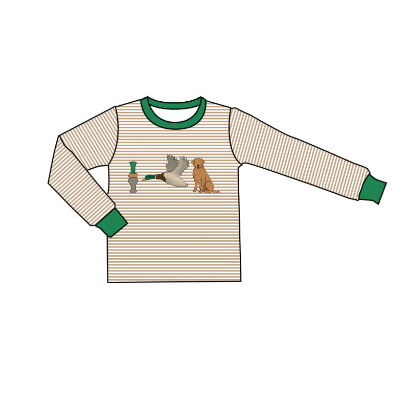 Pre-order Baby Boy Stripes Duck Dog Long Sleeves Hunting Shirt