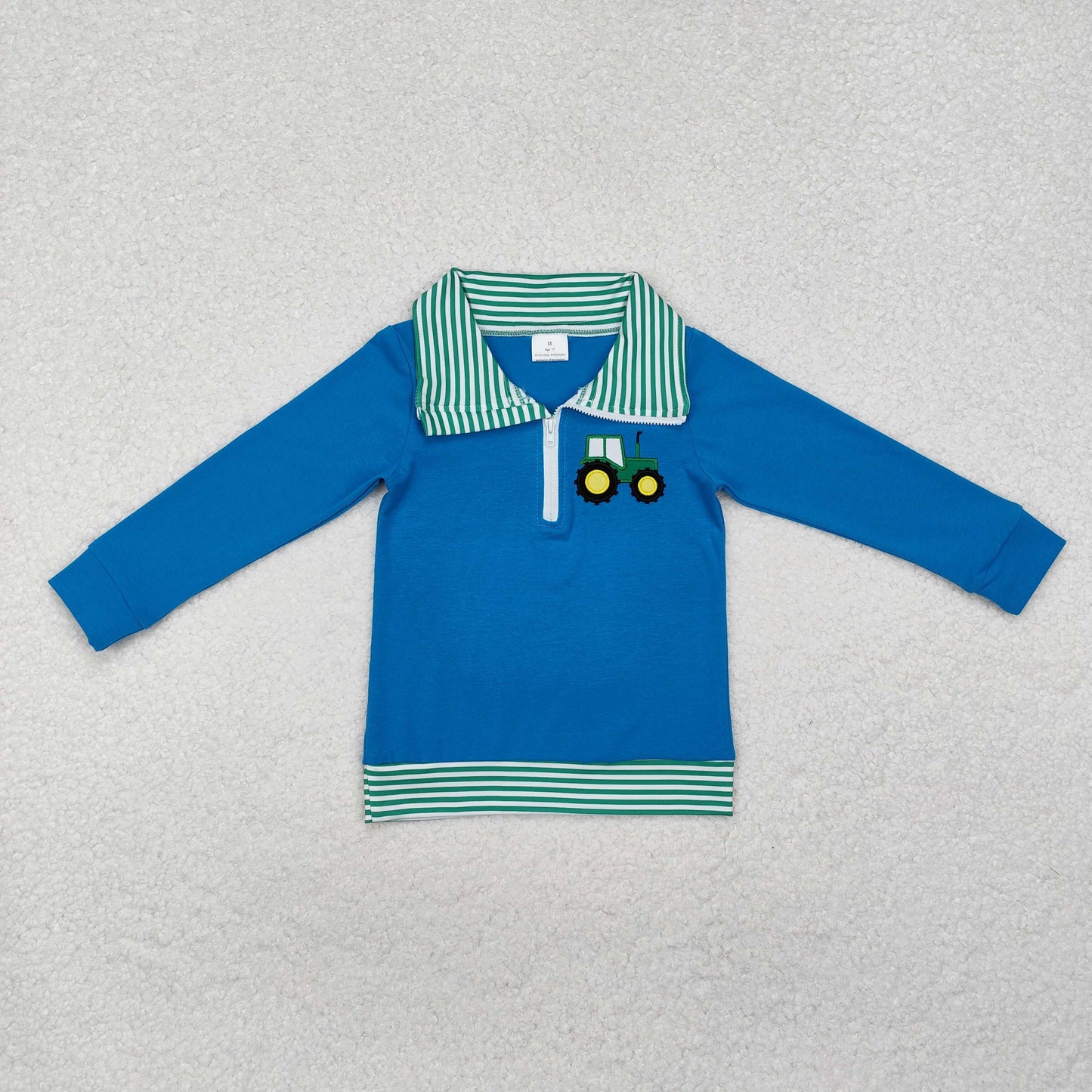 Sibling Boys Kids Long Sleeves Embroidery Trucks Shirt Tops RTS