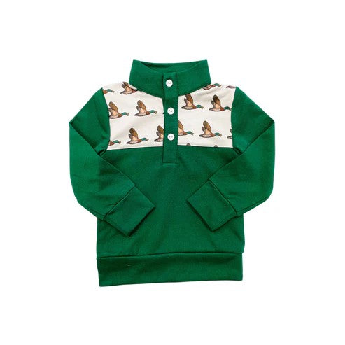 Pre-order Baby Boy Kids Green Ducks Hunting Pullover Shirt