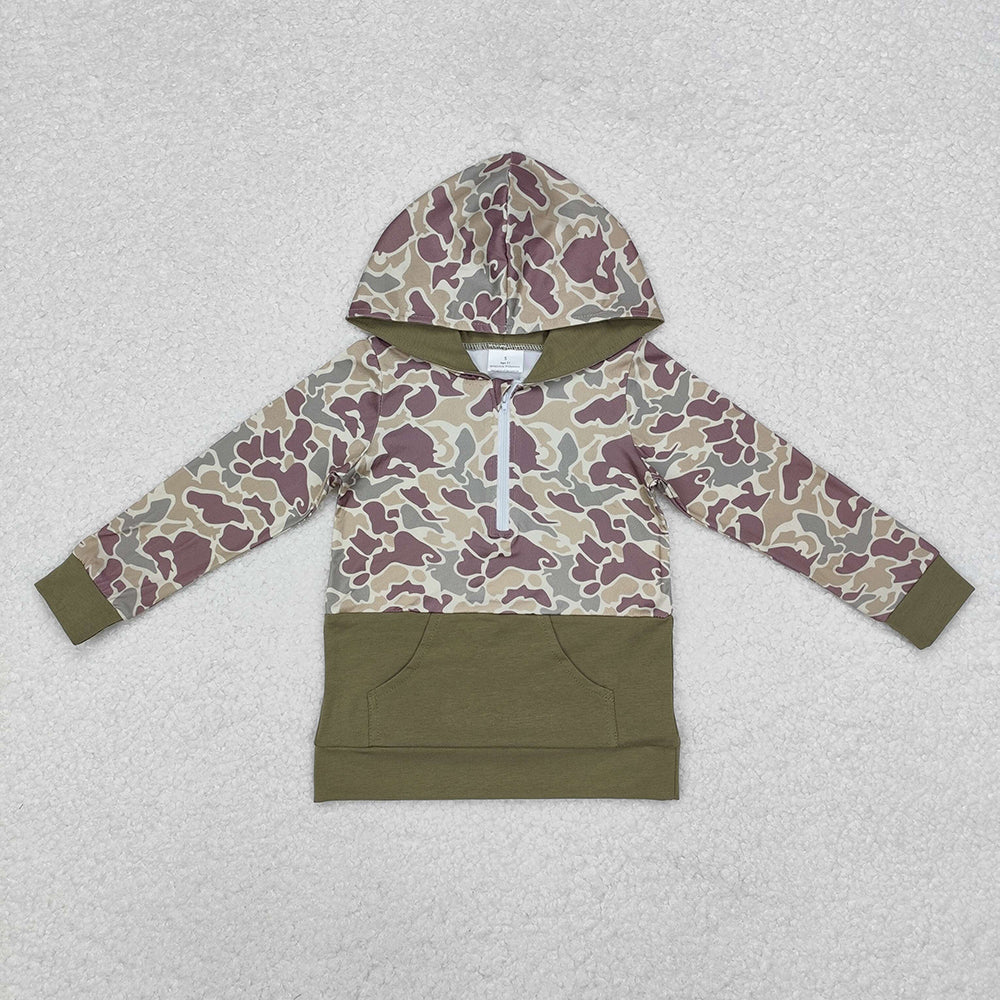 Baby Boy Long Sleeves Western Camo Hoodie Zipper Sibling Pullover Shirt Tops