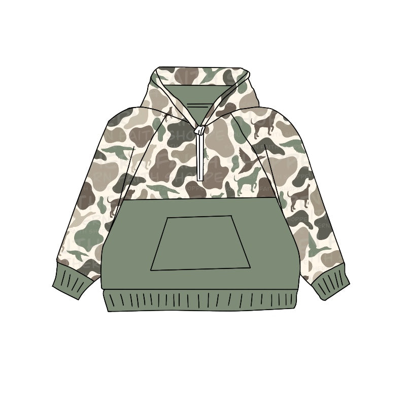 Pre-order Baby Boy Duck Dog Hunting Camo Hoodie Pocket Tops