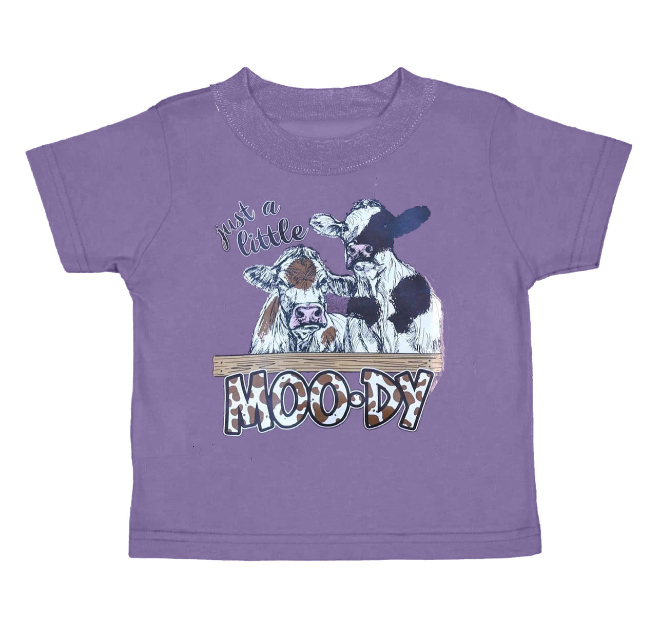 Pre-order Baby Kids Toddler Short Sleeves Moody Cow Purple Tee Shirt Tops