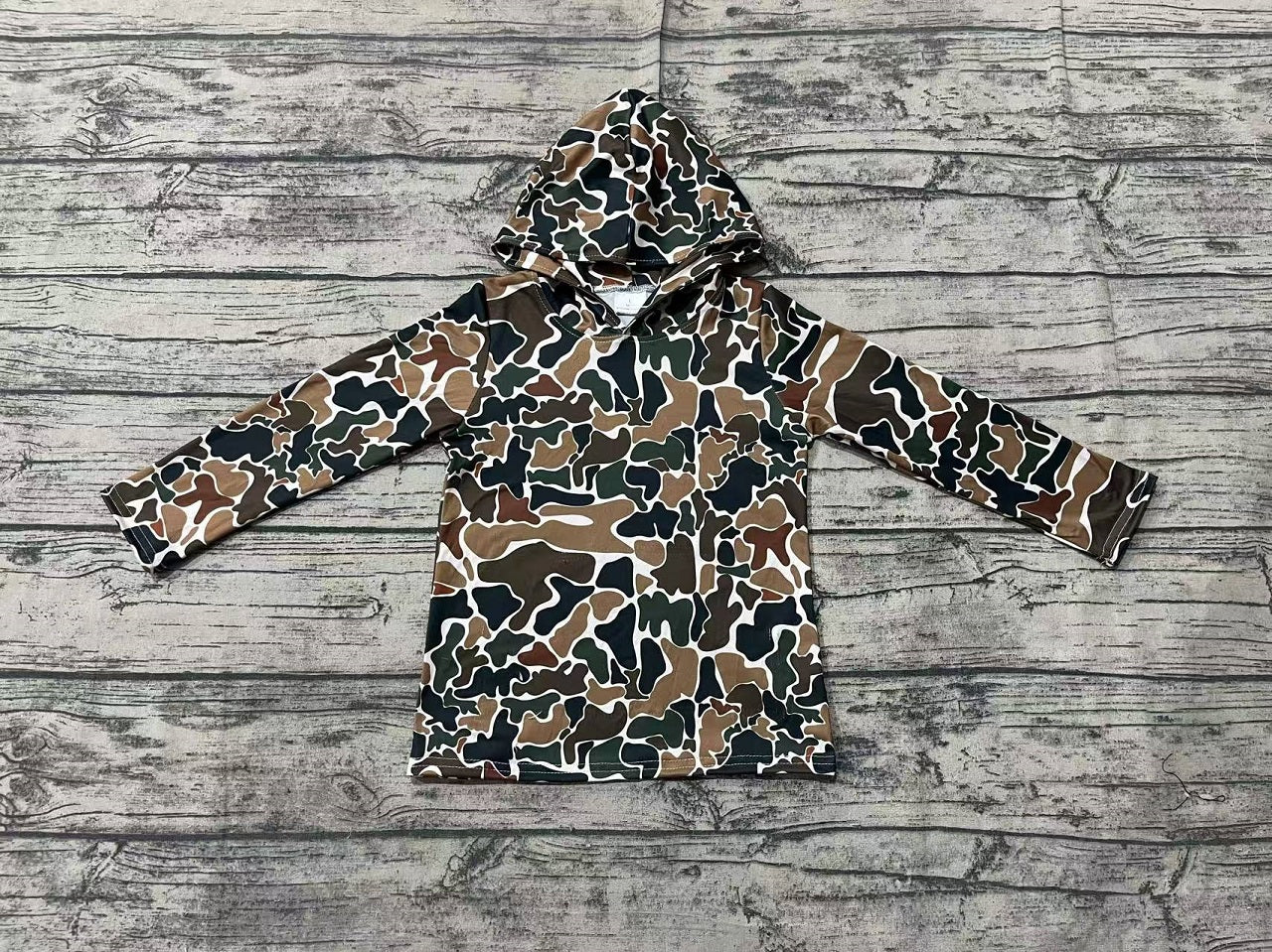 Baby Boy Long Sleeves Dark Brown Camo Hoodie Shirt Tops