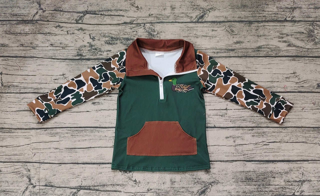 Baby Boy Long Sleeves Camo Zipper Duck Hunting Pullover Shirt