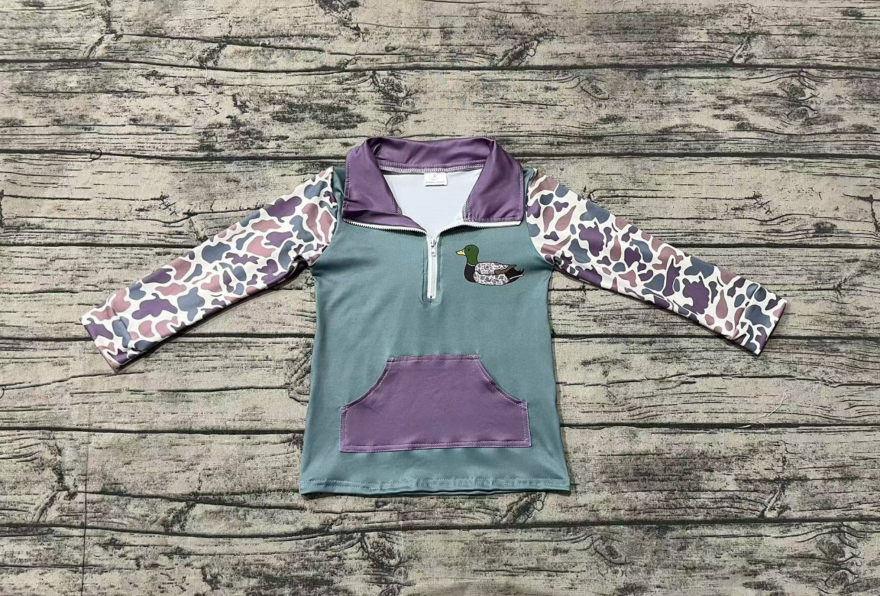 Baby Boy Long Sleeves Camo Duck Zipper Hunting Shirt
