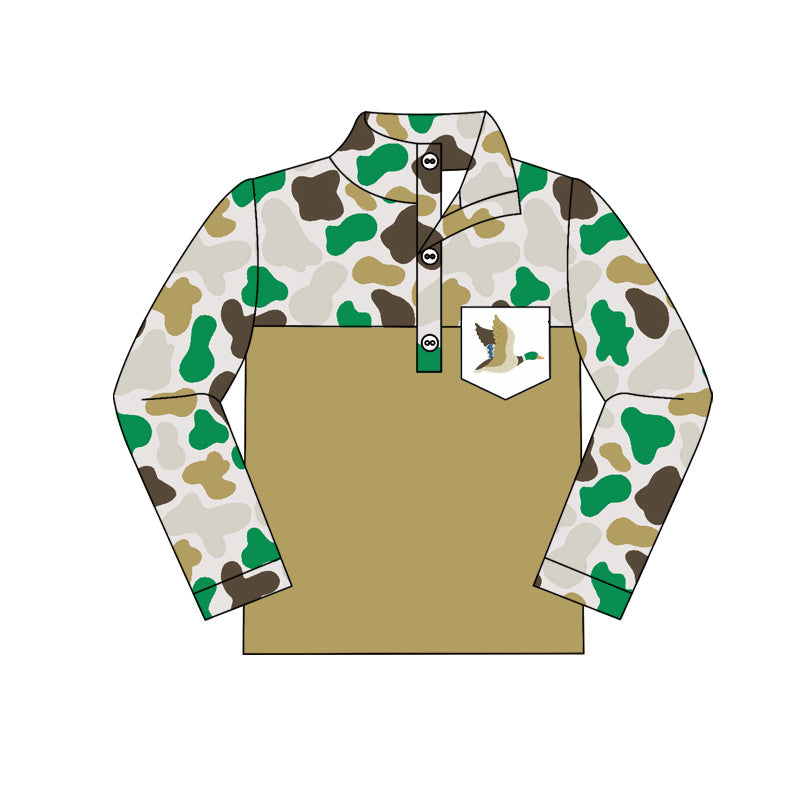 Pre-order Baby Boy Long Sleeves Camo Duck Zipper Pullover Shirt