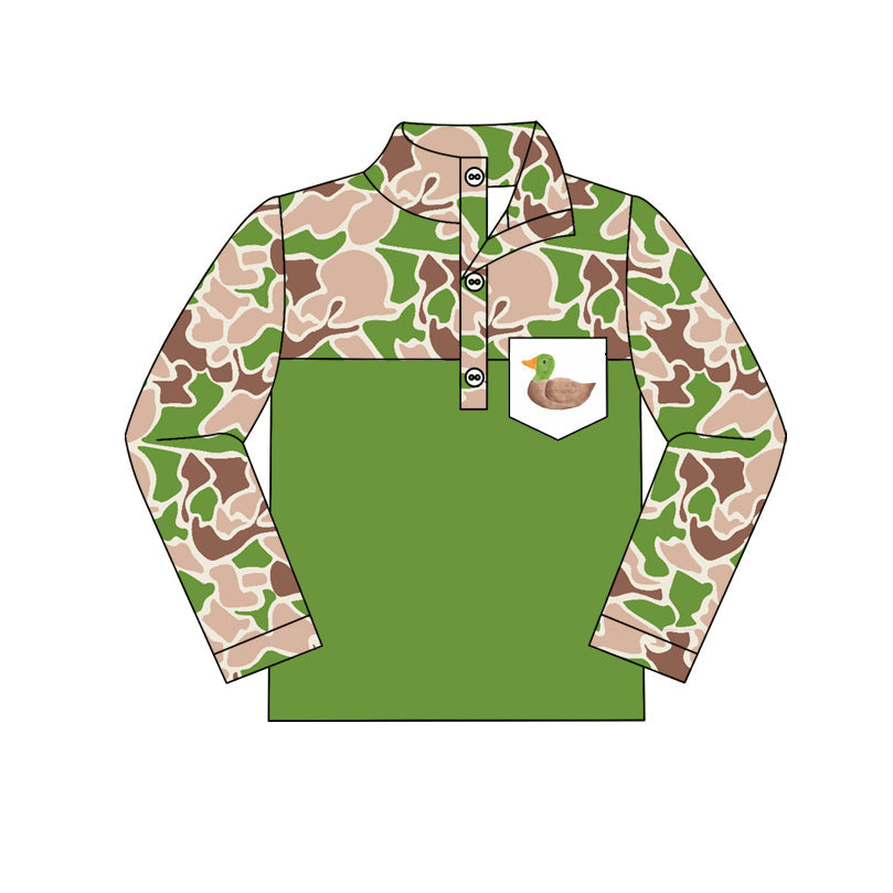 Pre-order Baby Boy Camo Duck Zipper Green Pullover Shirt