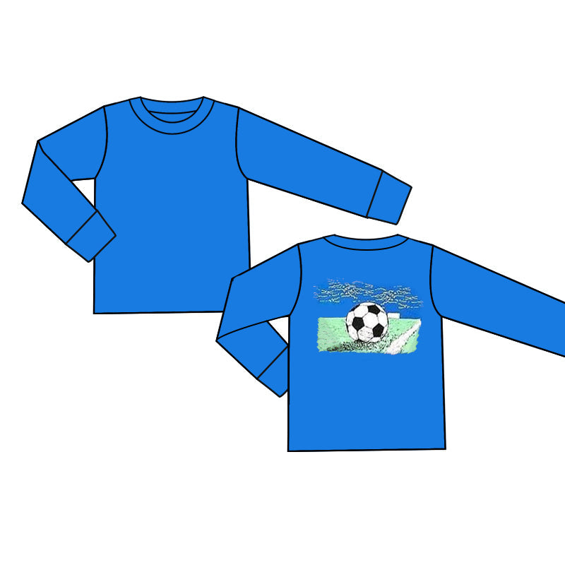 Pre-order Baby Boy Long Sleeves Blue Football Tee Shirt Tops