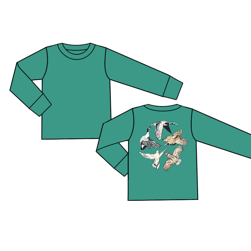 Pre-order Baby Boy Long Sleeves Green Ducks Tee Shirt Tops