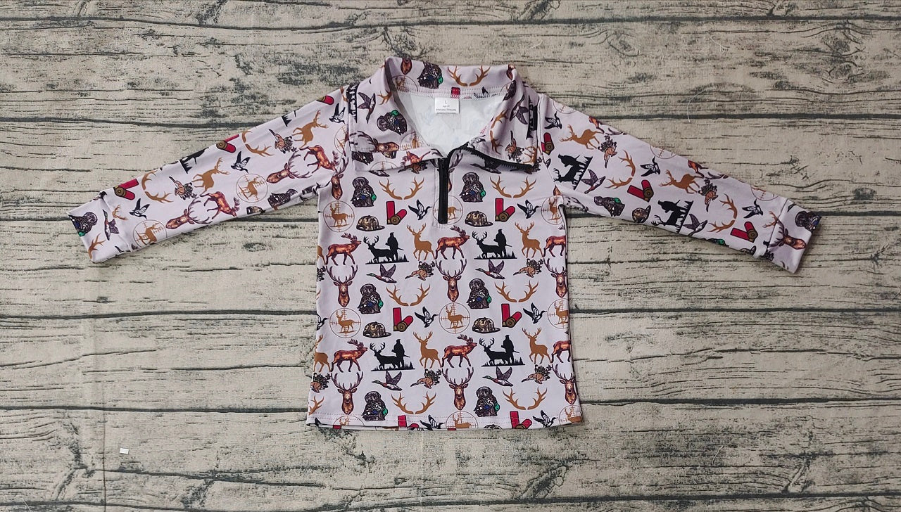 Baby Boy Long Sleeves Duck Deer Camo Zipper Hunting Pullover Shirt