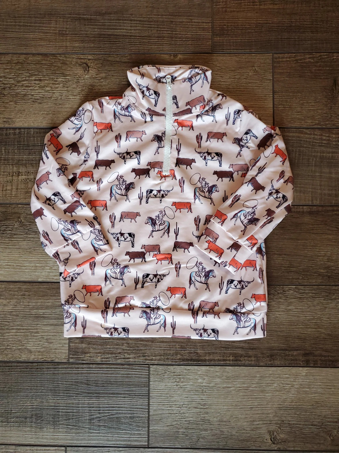 Pre-order Baby Boy Long Sleeves Western Cowboy Zipper Shirt Tops
