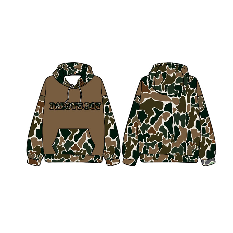 Pre-order Baby Kids Toddler Daddy's Boy Brown Camo Hunting Hoodie Pullover Tops