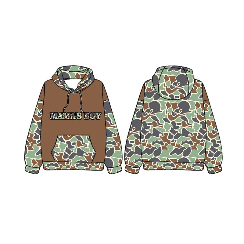 Pre-order Baby Kids Toddler Mama's Boy Green Camo Hoodie Hunting Pullover Tops