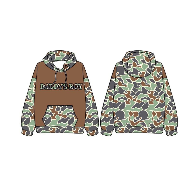 Pre-order Baby Kids Toddler Daddy's Boy Green Camo Hoodie Hunting Pullover Tops
