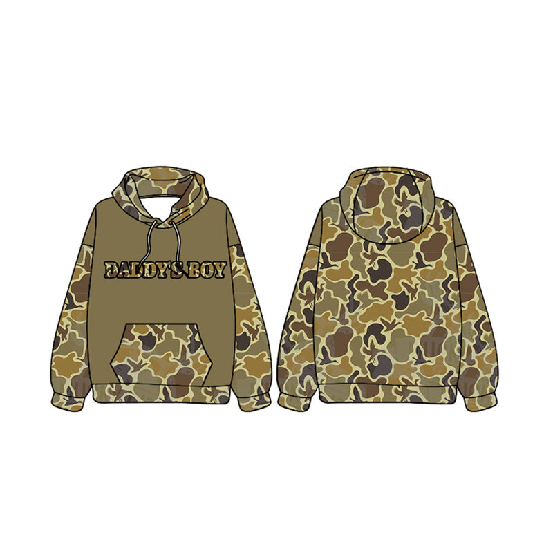 Pre-order Children Toddler Daddy's Boy Hunting Camo Ducks Hoodie Pullover Tops