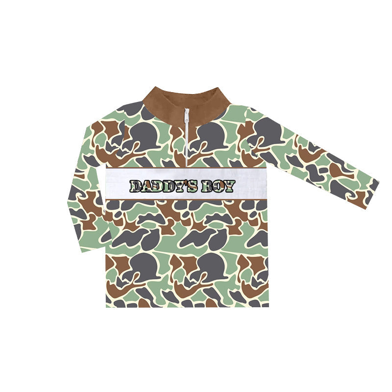 Pre-order Baby Kids Toddler Daddy's Boy Zipper Green Camo Tee Shirt