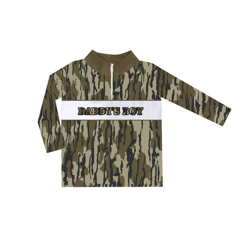 Pre-order Baby Kids Toddler Daddy's Boy Zipper Camo Shirt Tops