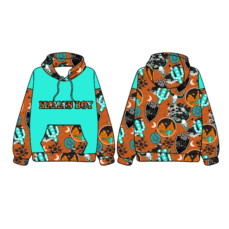 Pre-order Baby Kids Mama's Boy Hoodie Pocket Western Cactus Shirt Tops