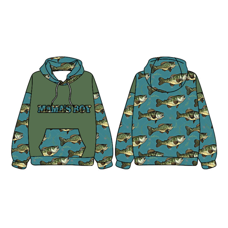 Pre-order Baby Boy Mama's Boy Hoodie Pocket Fishing Shirt Tops