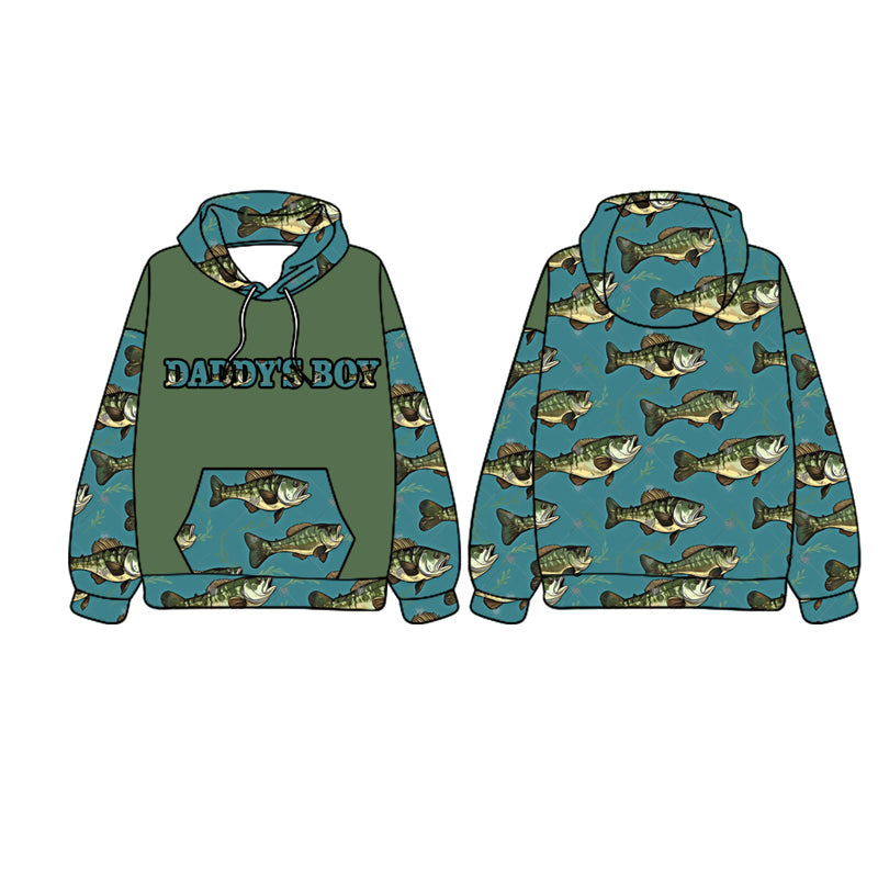 Pre-order Baby Boy Daddy's Boy Hoodie Pocket Fishing Shirt Tops