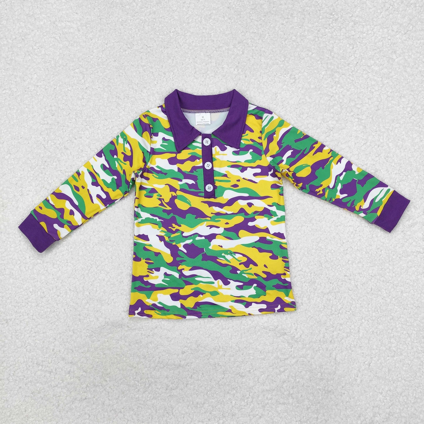 Sibling Kids Boys Long Sleeves Mardi Gras Zipper Buttons Pullovers Shirt Tops RTS